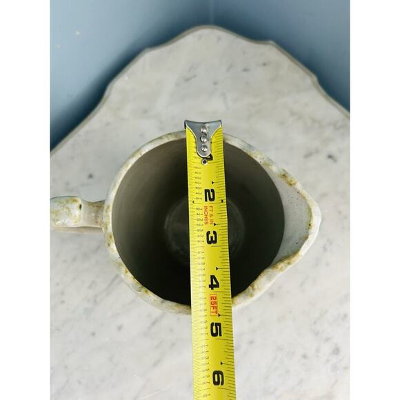 Vintage Stoneware 7” Pitcher Cream Brown Morton ? Pottery Vase Home Decor - Picture 9 of 13